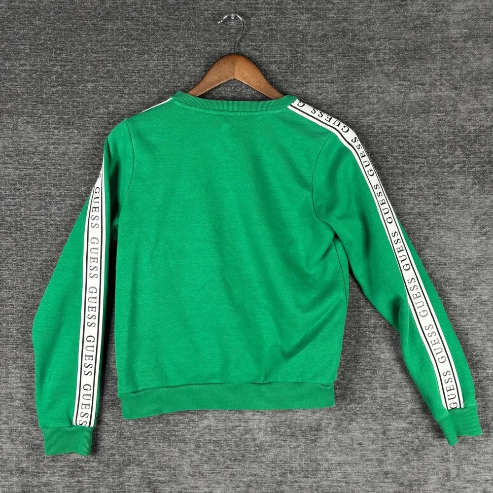 Guess Los Angeles Green Crewneck Sweatshirt Logo Tape Sleeve Mens S Y2K Preppy